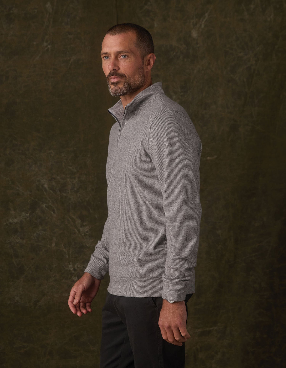 The Normal Brand | Brushed Textured Knit Quarter Zip | Graphite Gray
