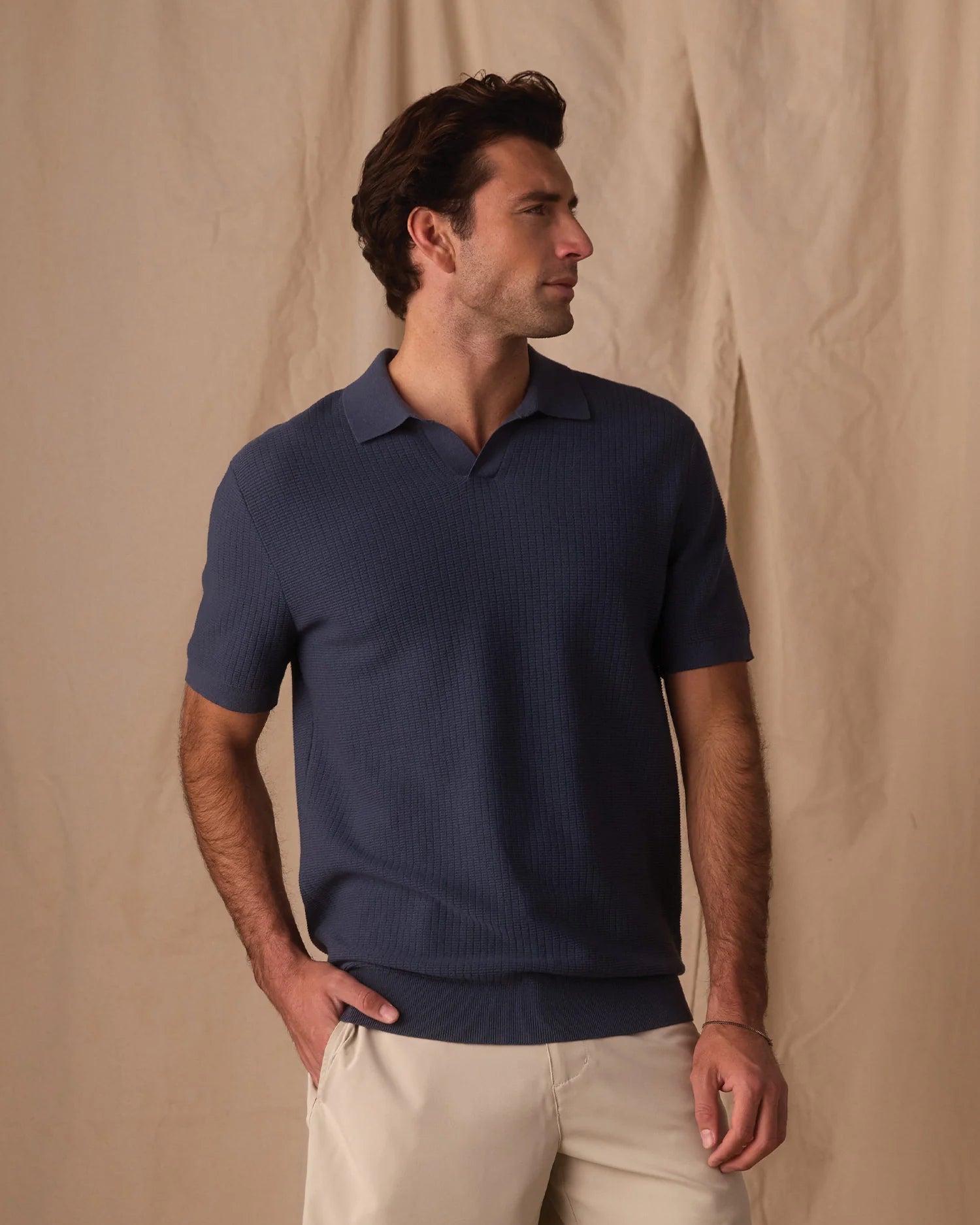The Normal Brand | Breezeknit Polo Vintage Blue | Navy