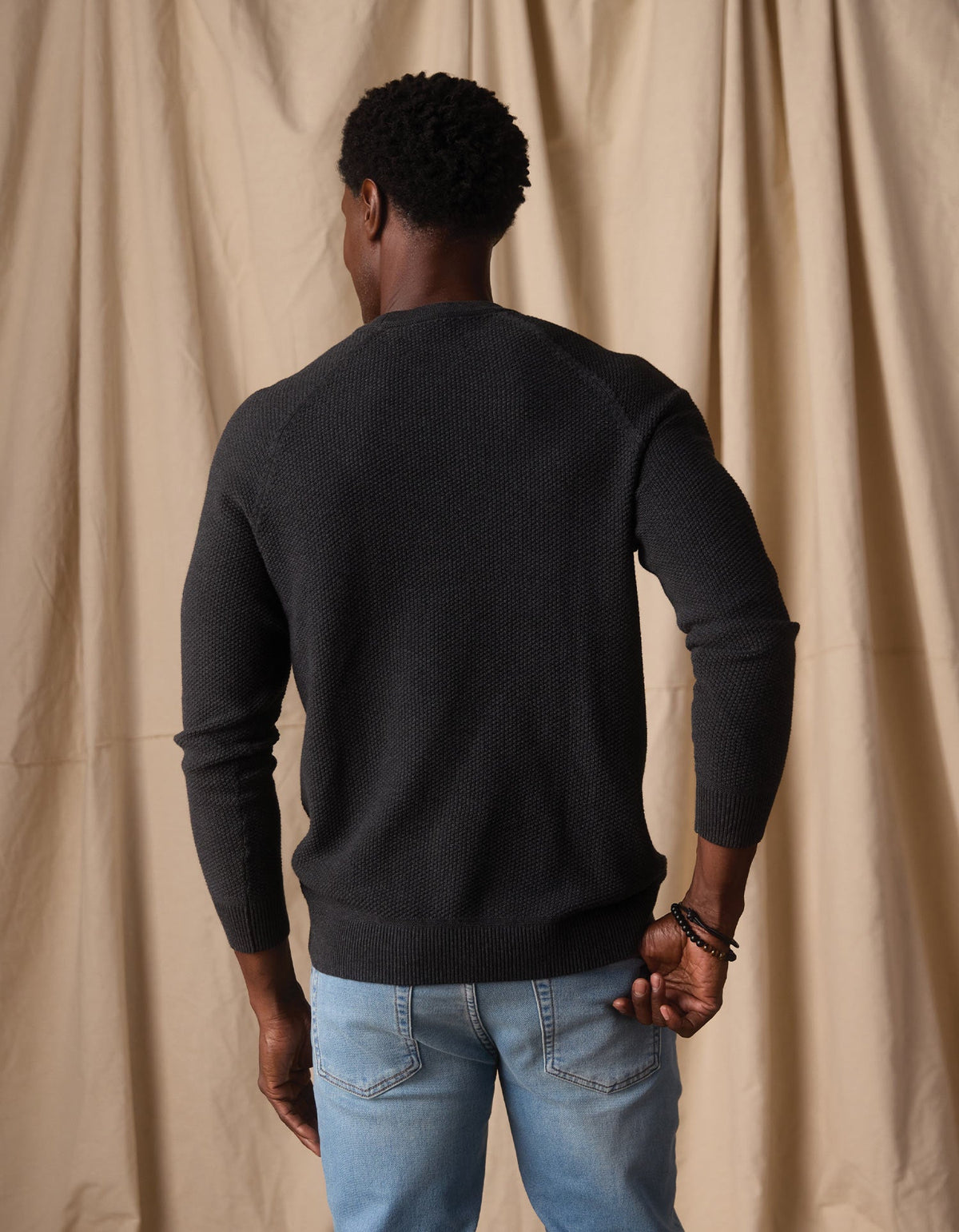 The Normal Brand | COOLMAX® Textured Crewneck Sweater | Charcoal Black