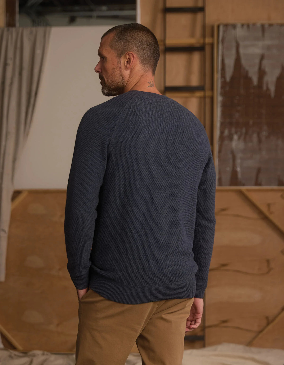 The Normal Brand | COOLMAX® Textured Sweater Henley | Waterloo Navy