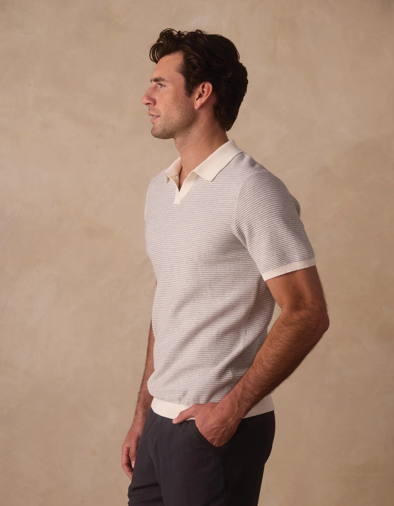 The Normal Brand | Robles Birdseye Knit Polo | Gray