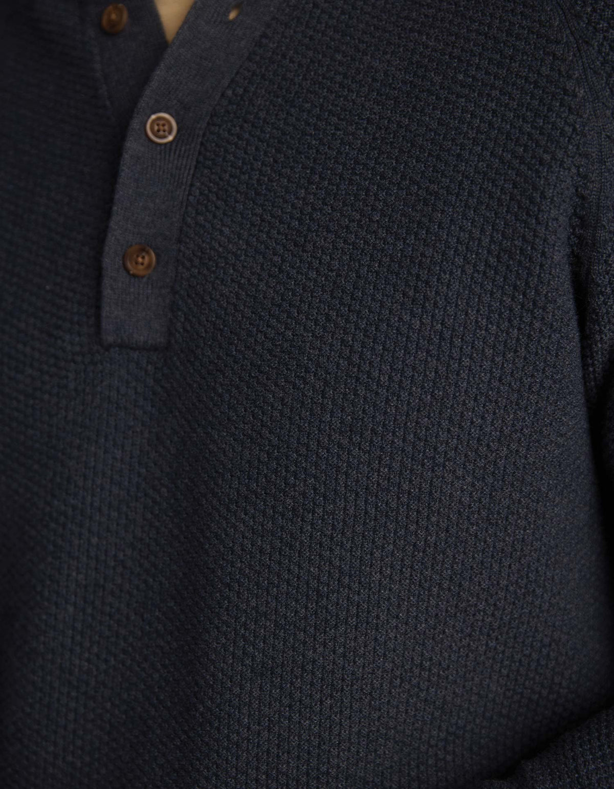 The Normal Brand | COOLMAX® Textured Sweater Henley | Waterloo Navy