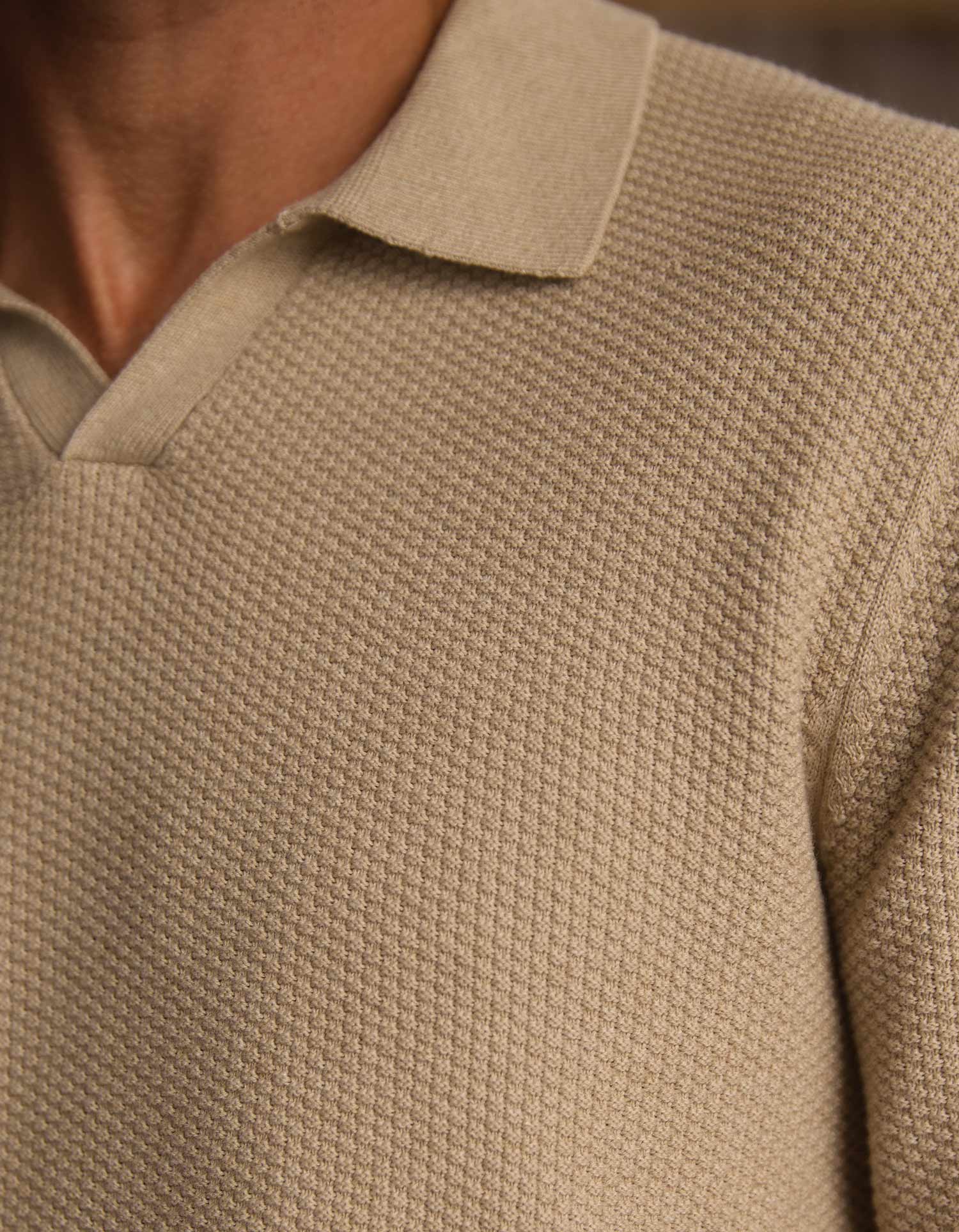 The Normal Brand | COOLMAX® Textured Sweater Polo | Flax Brown
