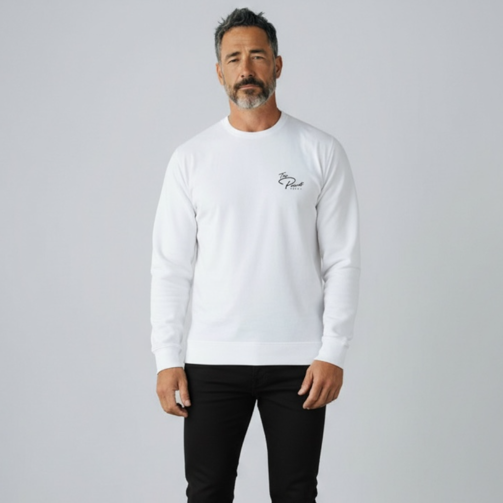 The Point | Midweight Crewneck Sweatshirt | Back Graphic | White