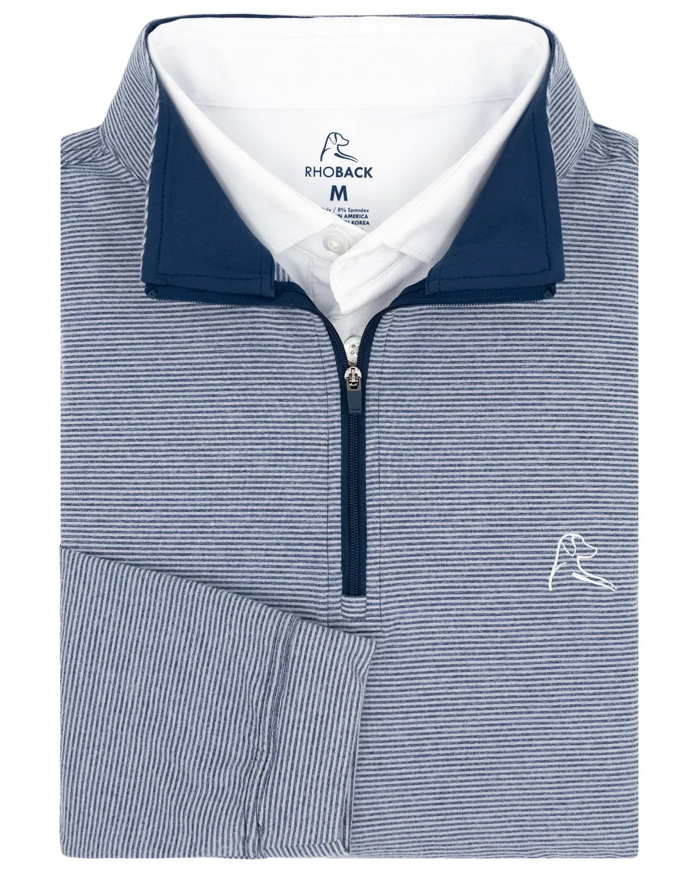RHOBACK | Riva Heather Stripe Performance Quarter Zip | Blue Stripe