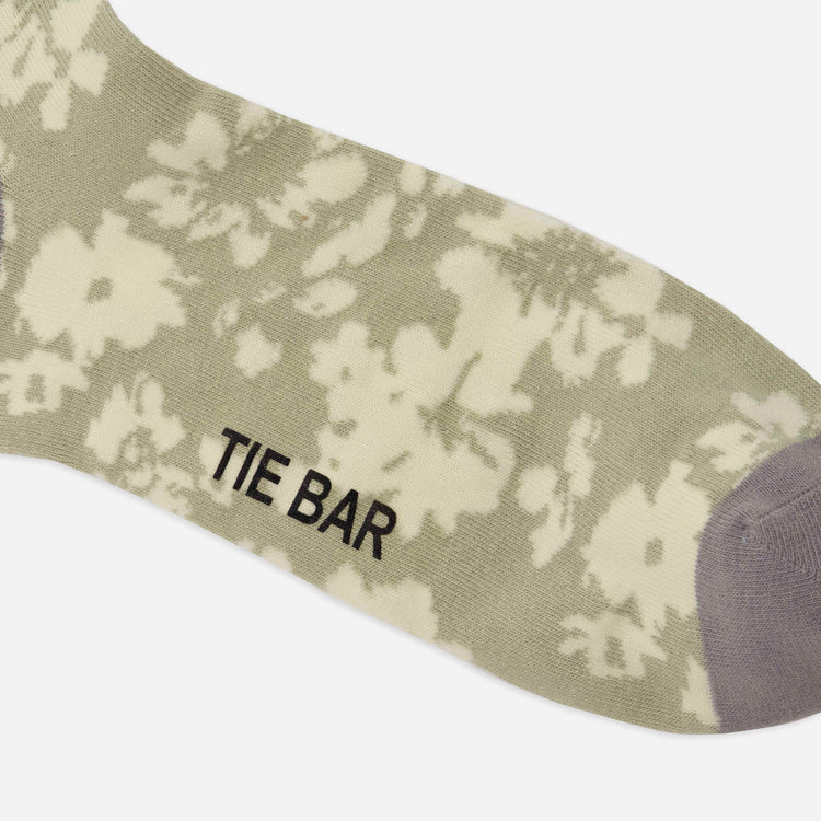 Tie Bar | Incognito Floral Sage Dress Socks | Green