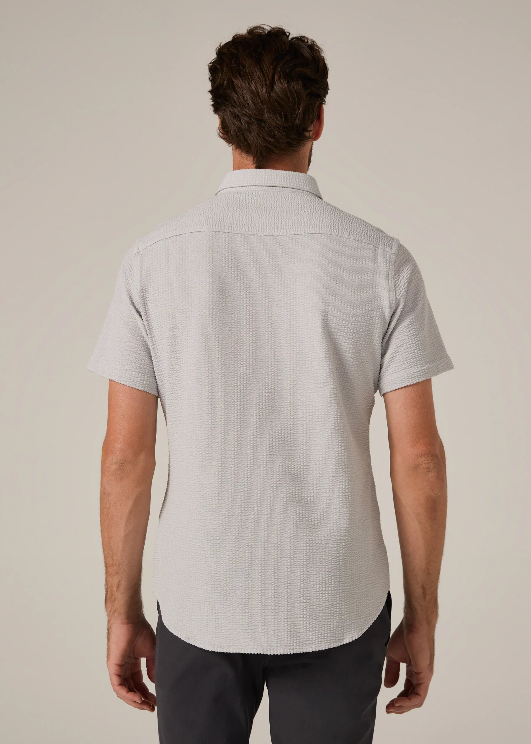 7 Diamonds | Bennet Seersucker Stretch Short Sleeve Shirt Clay | Gray