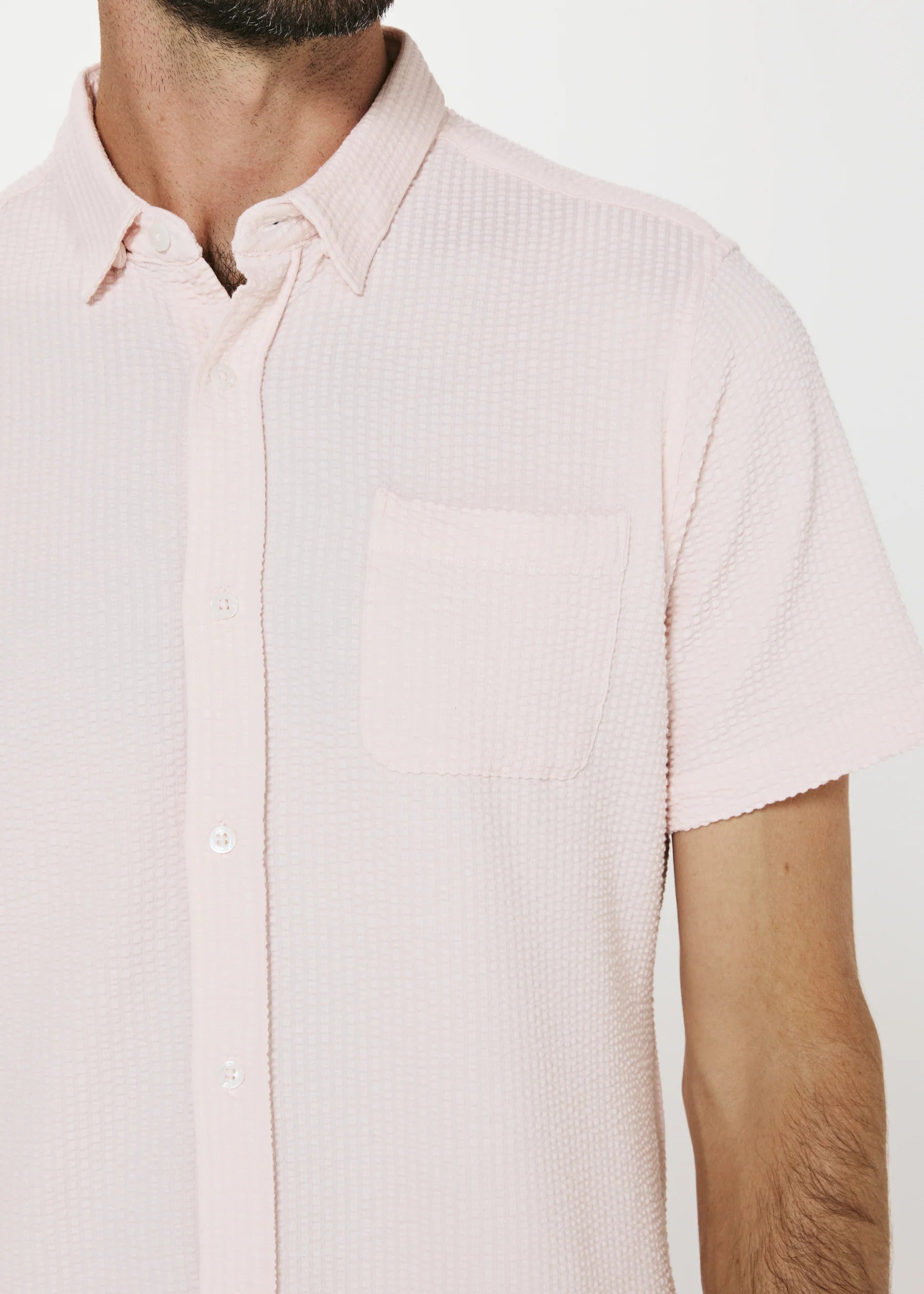 7Diamonds | Bennet Seersucker Stretch Short Sleeve Shirt | Pink