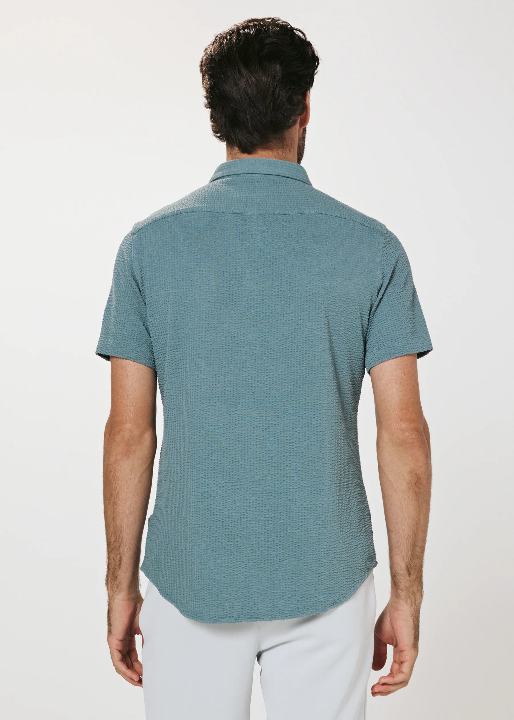 7Diamonds | Bennet Seersucker Stretch Short Sleeve Shirt | Green