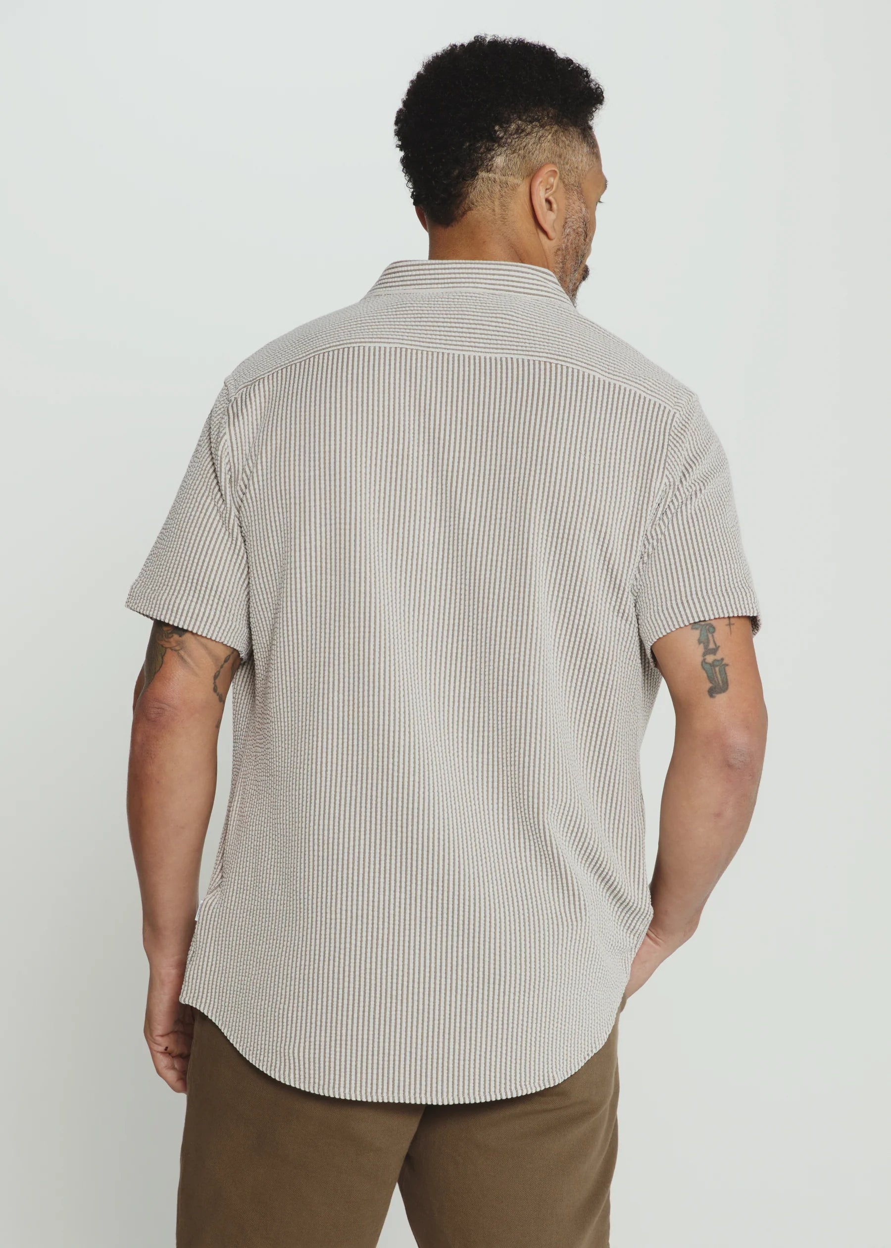 7Diamonds | Keaton Seersucker Stretch Short Sleeve Shirt | Steel Gray