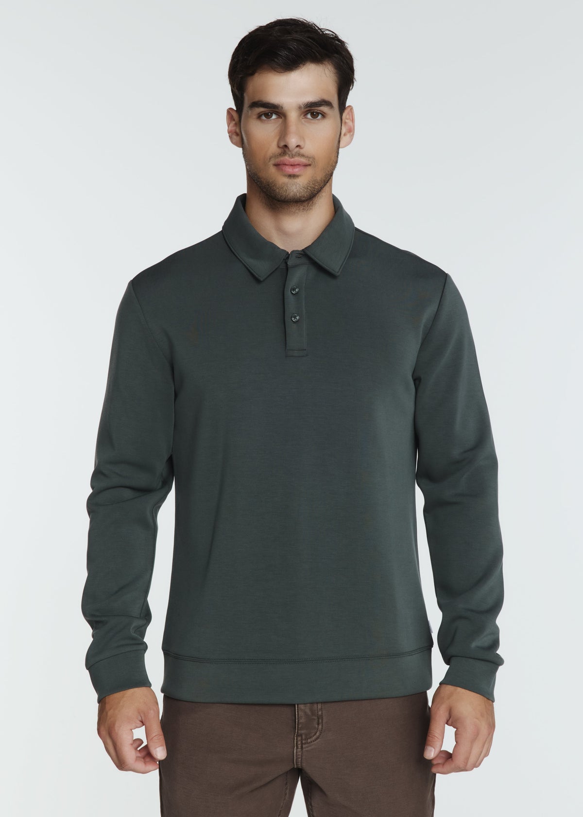 7Diamonds REV Long Sleeve Polo in Basil Green