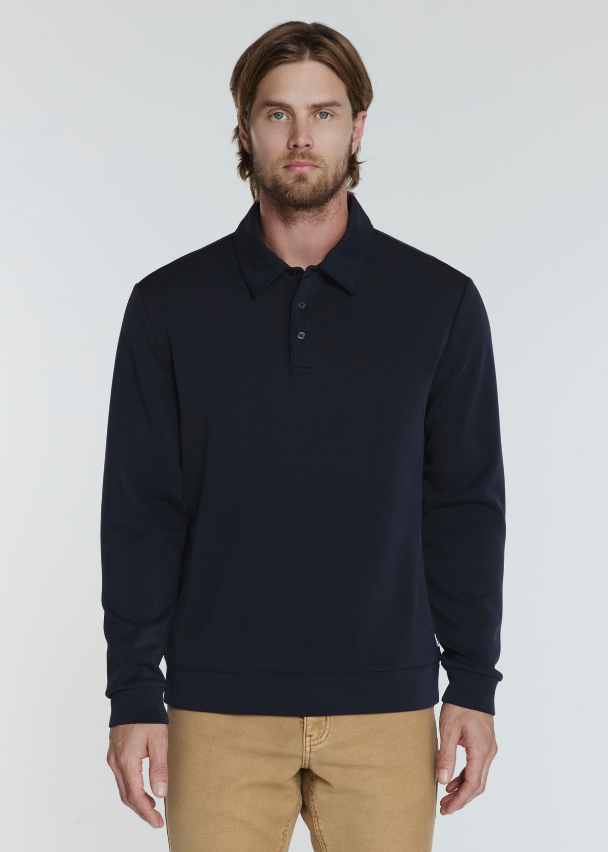 7Diamonds Rev Long Sleeve Polo in Navy