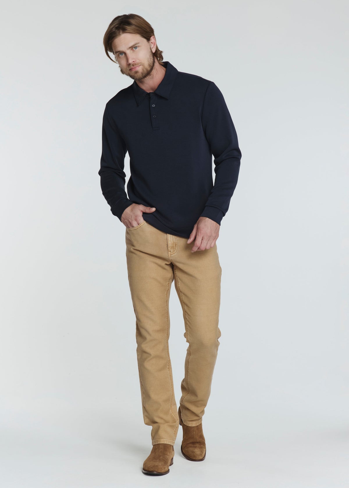7Diamonds | Rev Long Sleeve Polo | Navy