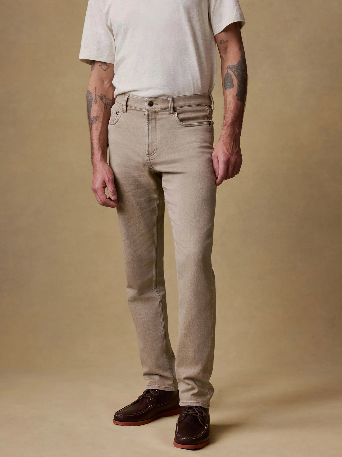 Faherty | Stretch Terry 5-Pocket | Desert Khaki Beige