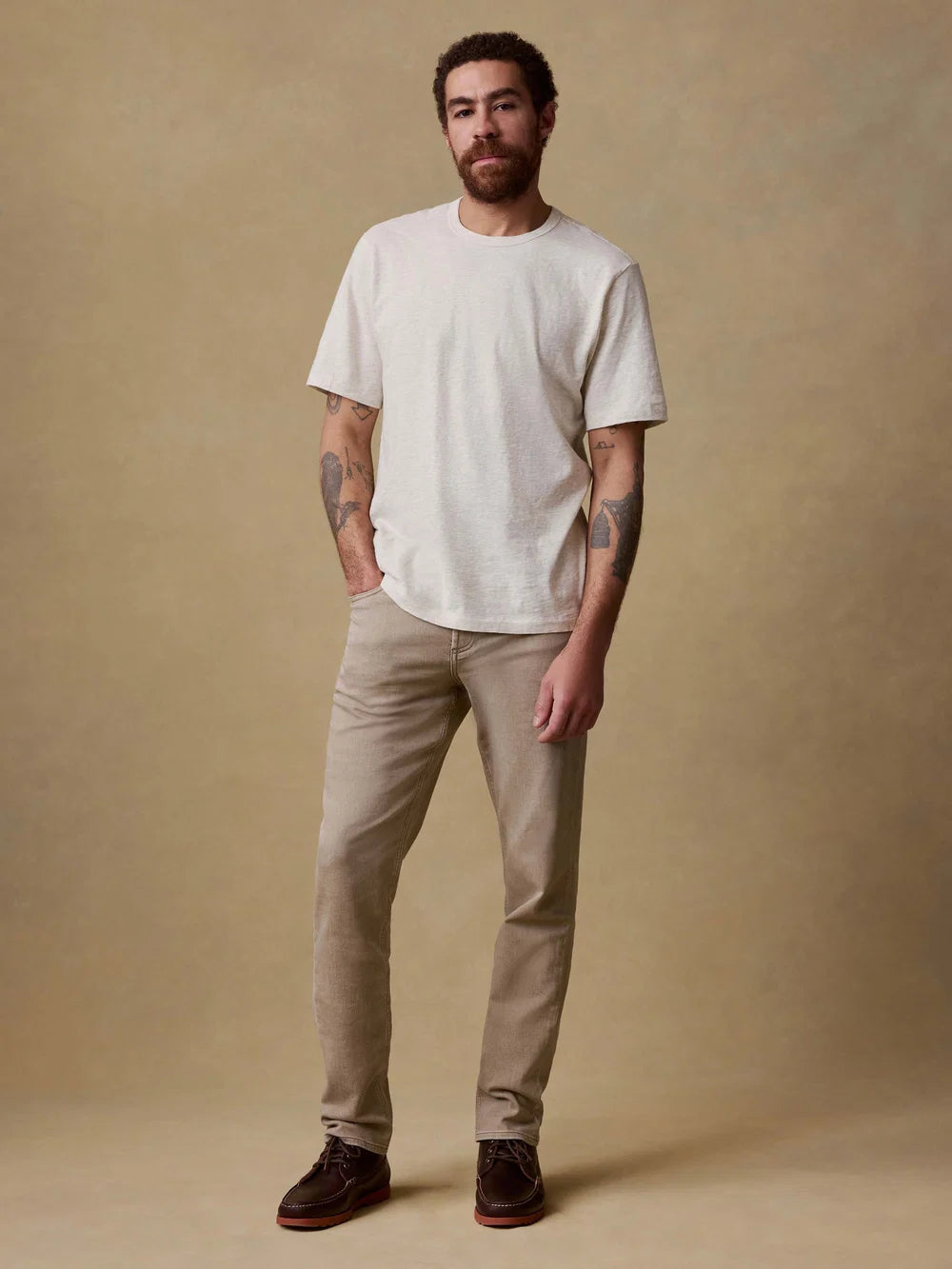 Faherty | Stretch Terry 5-Pocket | Desert Khaki Beige