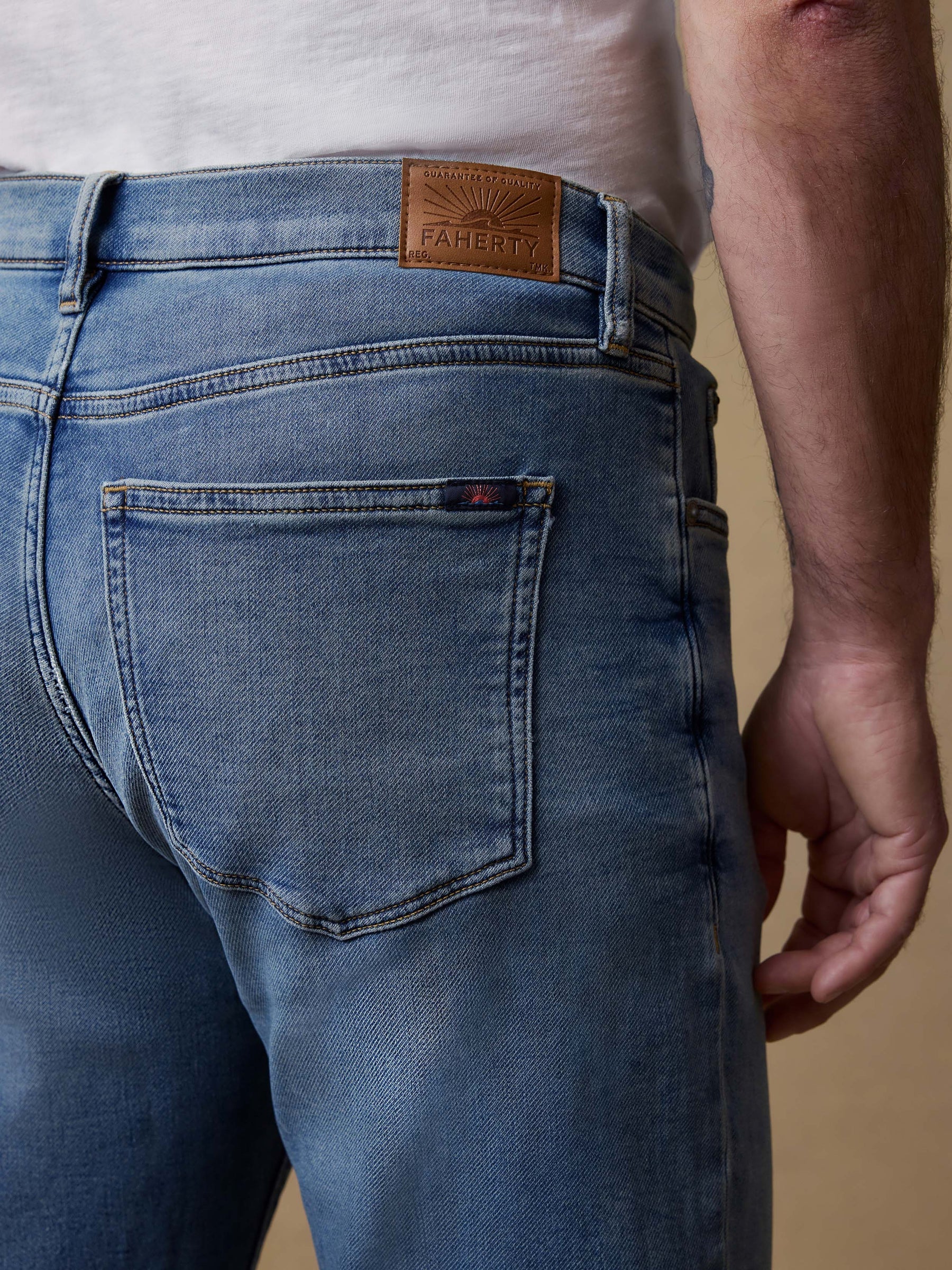 Faherty | Stretch Terry 5-Pocket | Indigo Ocean Wash | Slim Fit