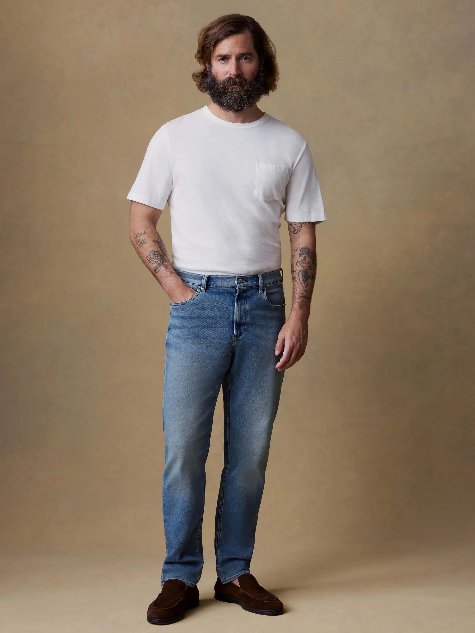 Faherty | Stretch Terry 5-Pocket | Indigo Ocean Wash | Slim Fit