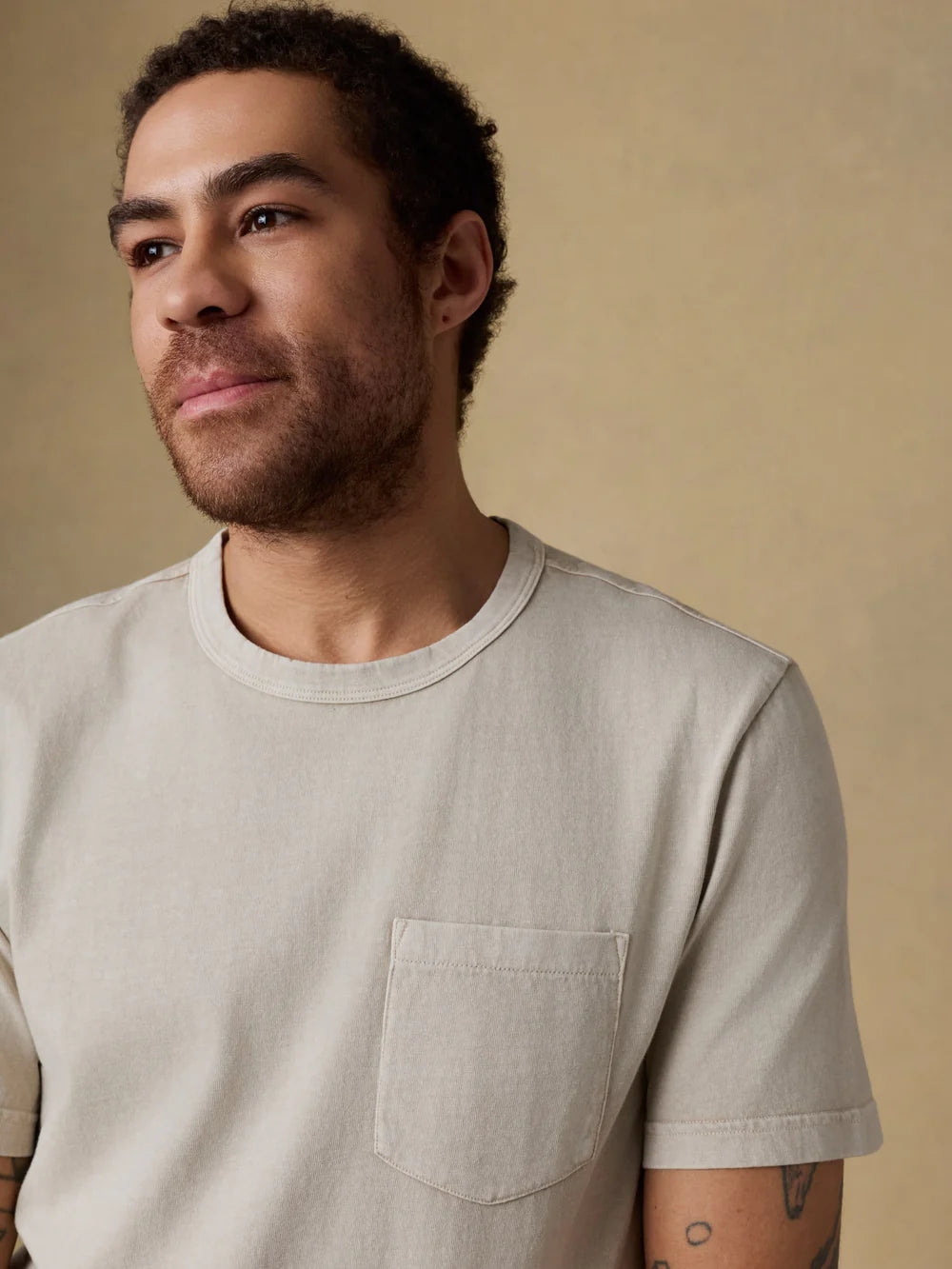 Faherty | Short-Sleeve Recycled Cotton Tee | Beige
