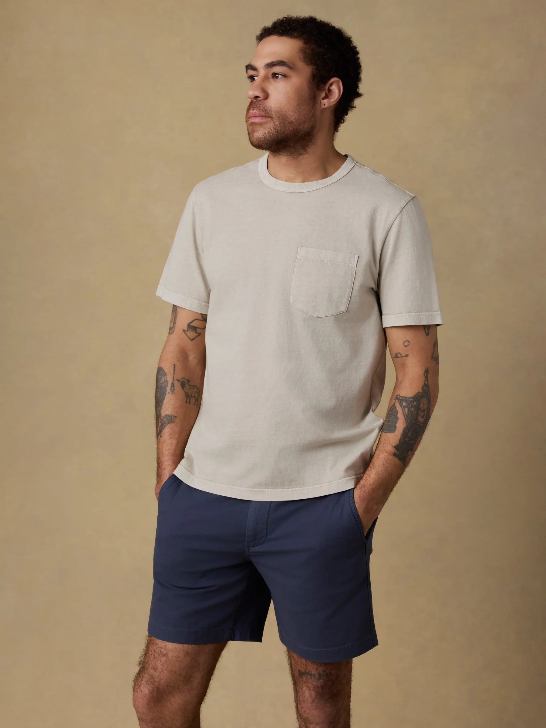 Faherty | Short-Sleeve Recycled Cotton Tee | Beige