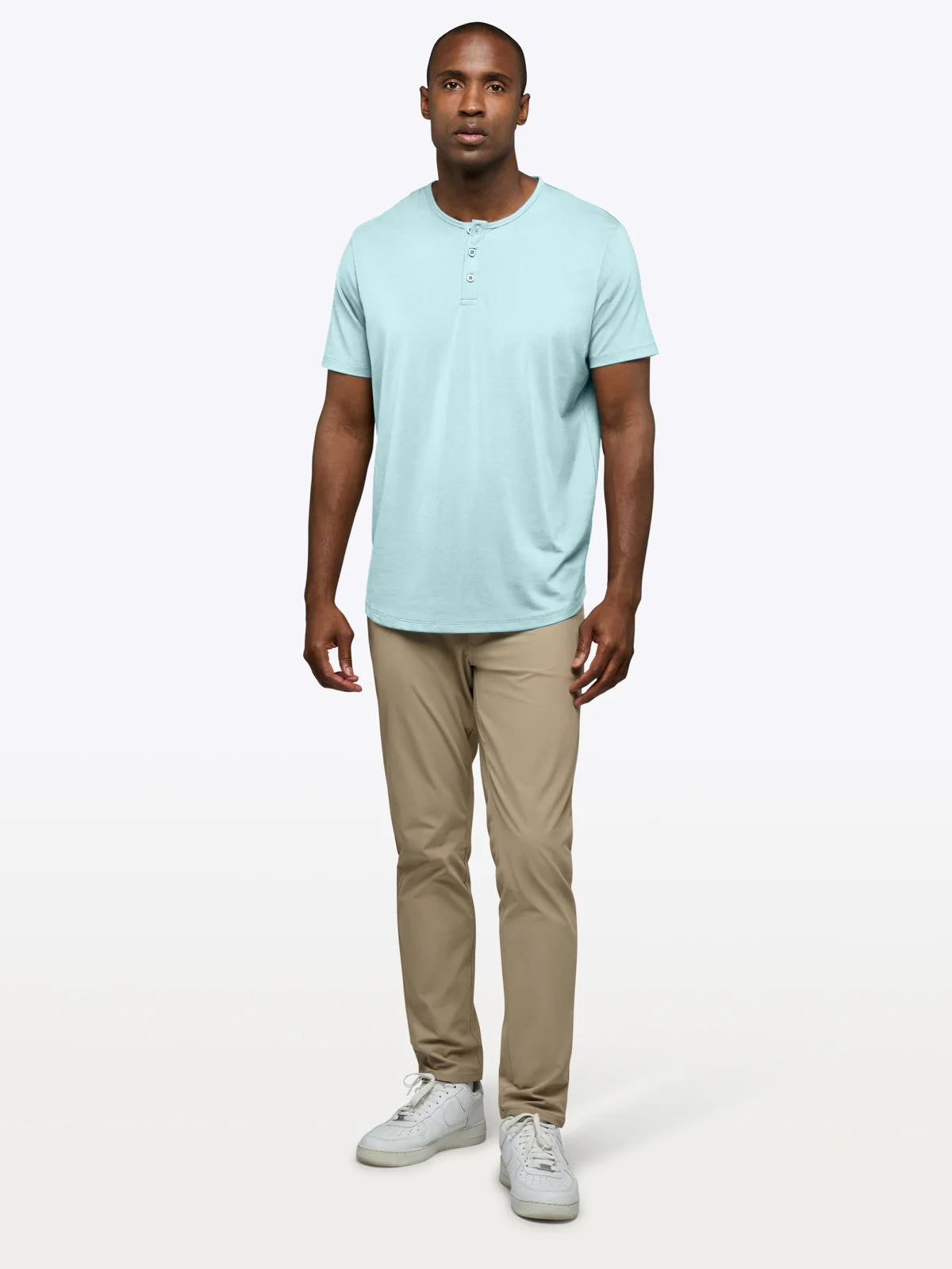 Cuts | AO Henley Curve-Hem Tee Sterling | Blue