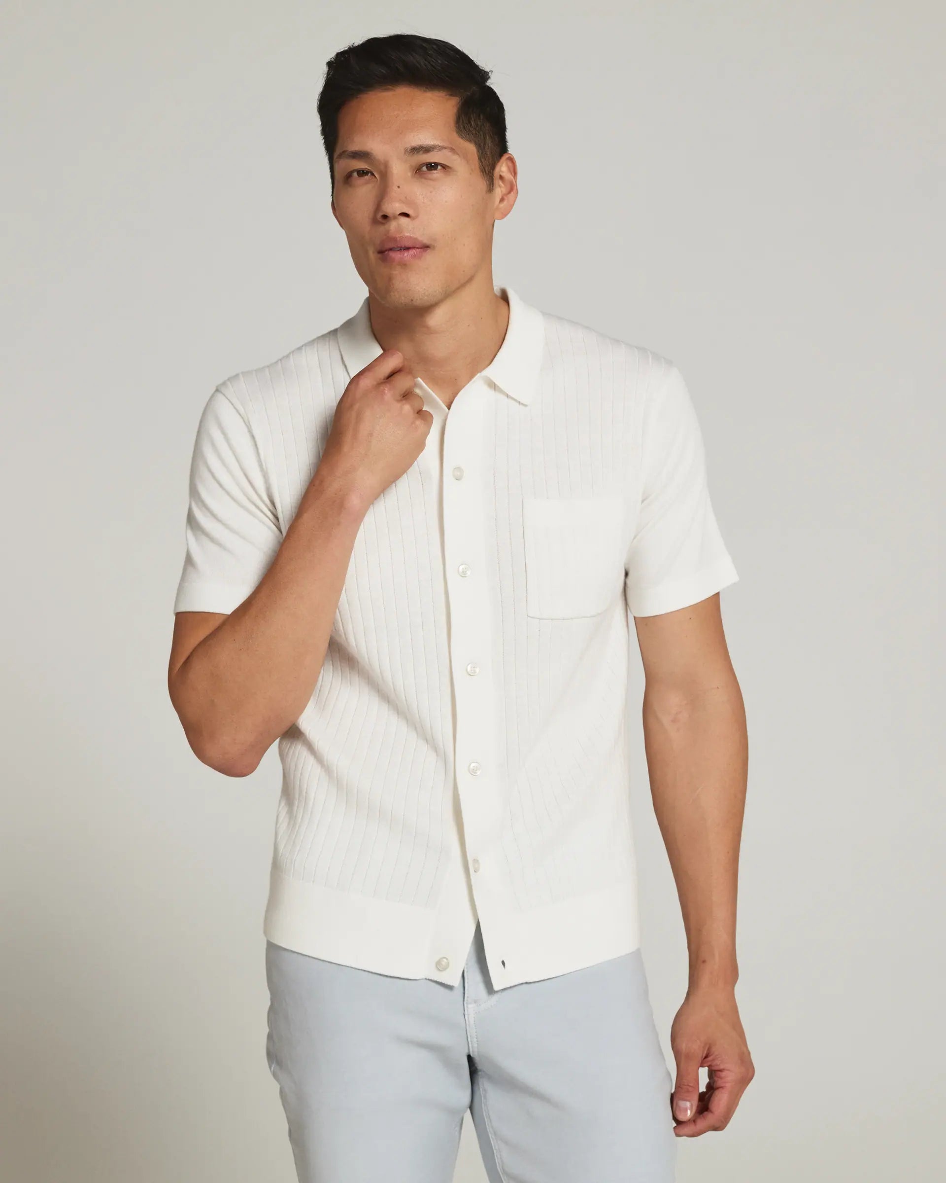 7Diamonds | Haiden Button Down Sweater Polo | White