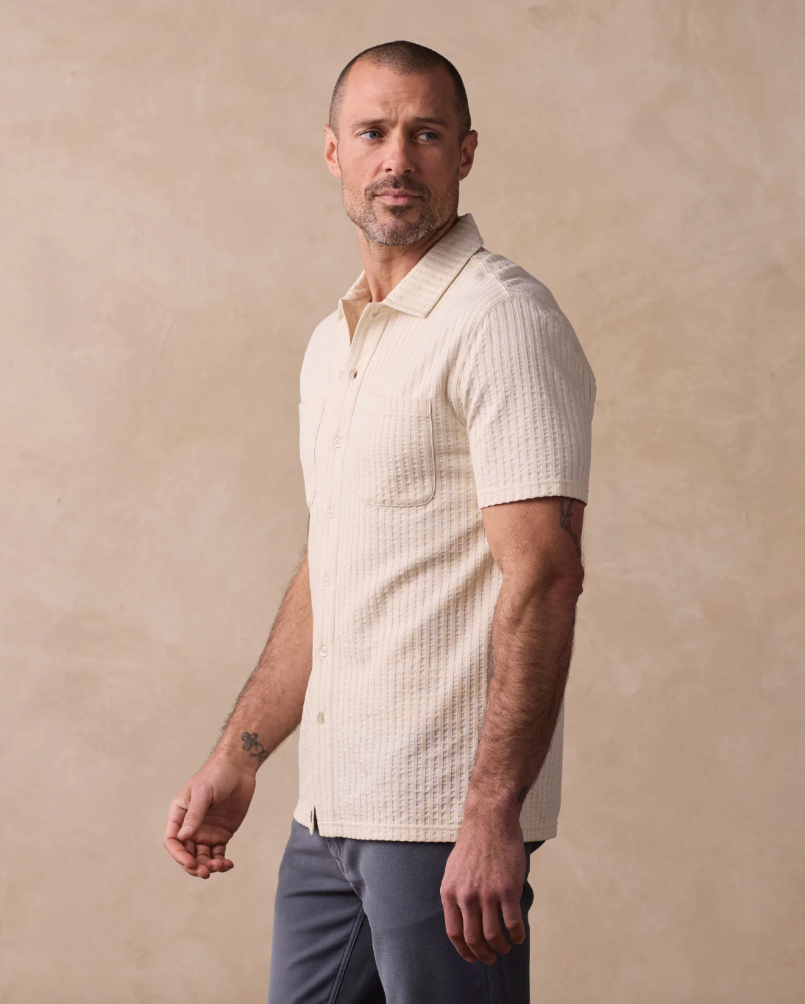 The Normal Brand | Knit Getaway Button Up | Beige