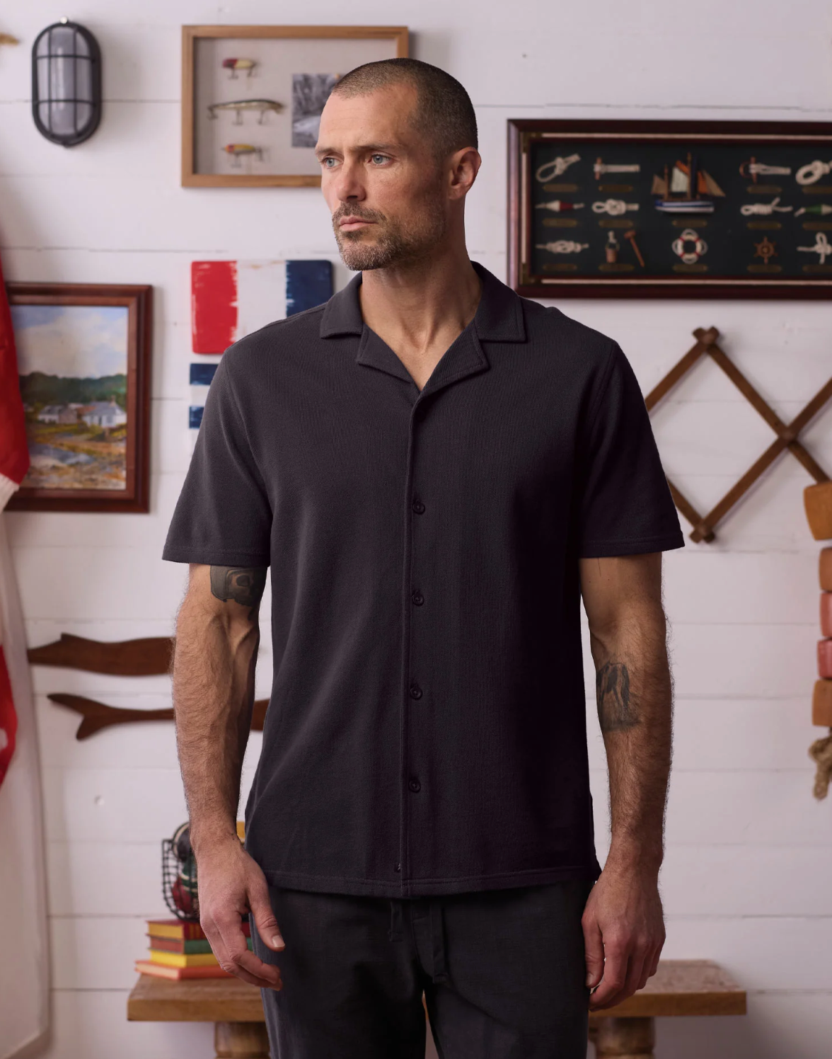 Cotton Pique Camp Shirt