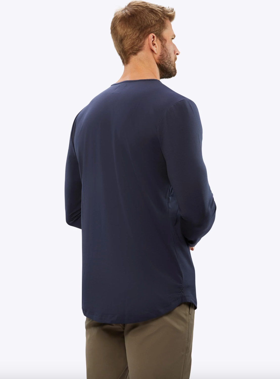 AO Long Sleeve Henley Curve-Hem