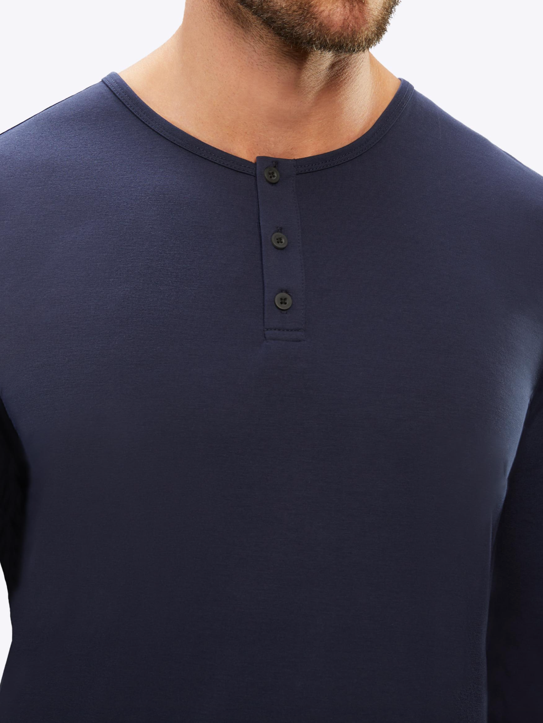 AO Long Sleeve Henley Curve-Hem