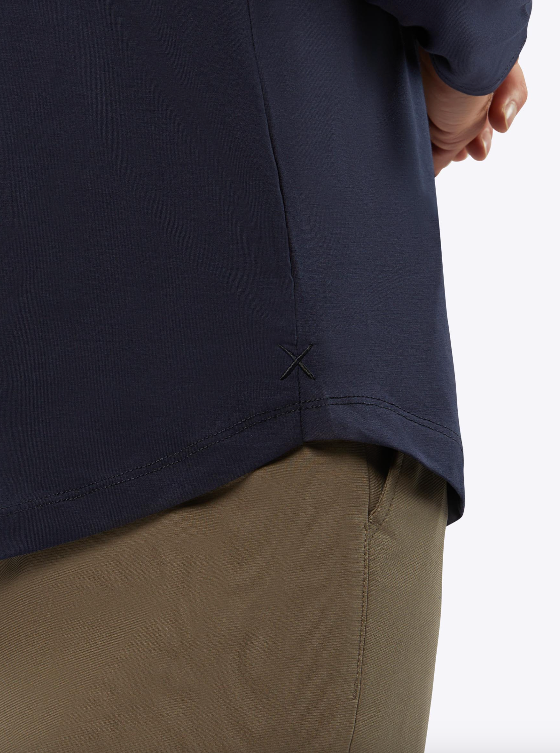 AO Long Sleeve Henley Curve-Hem
