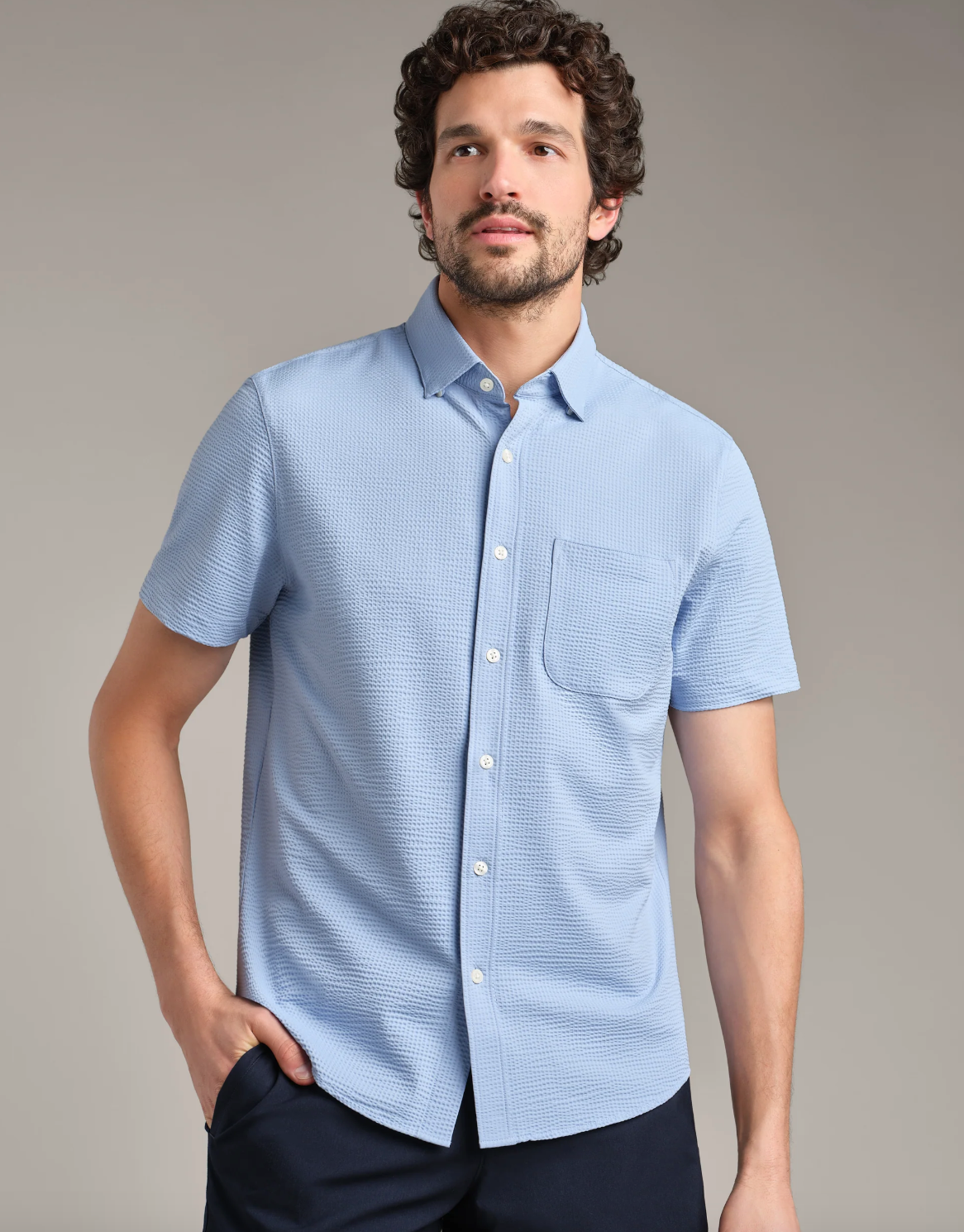 Commuter® Seersucker Short Sleeve Button Down