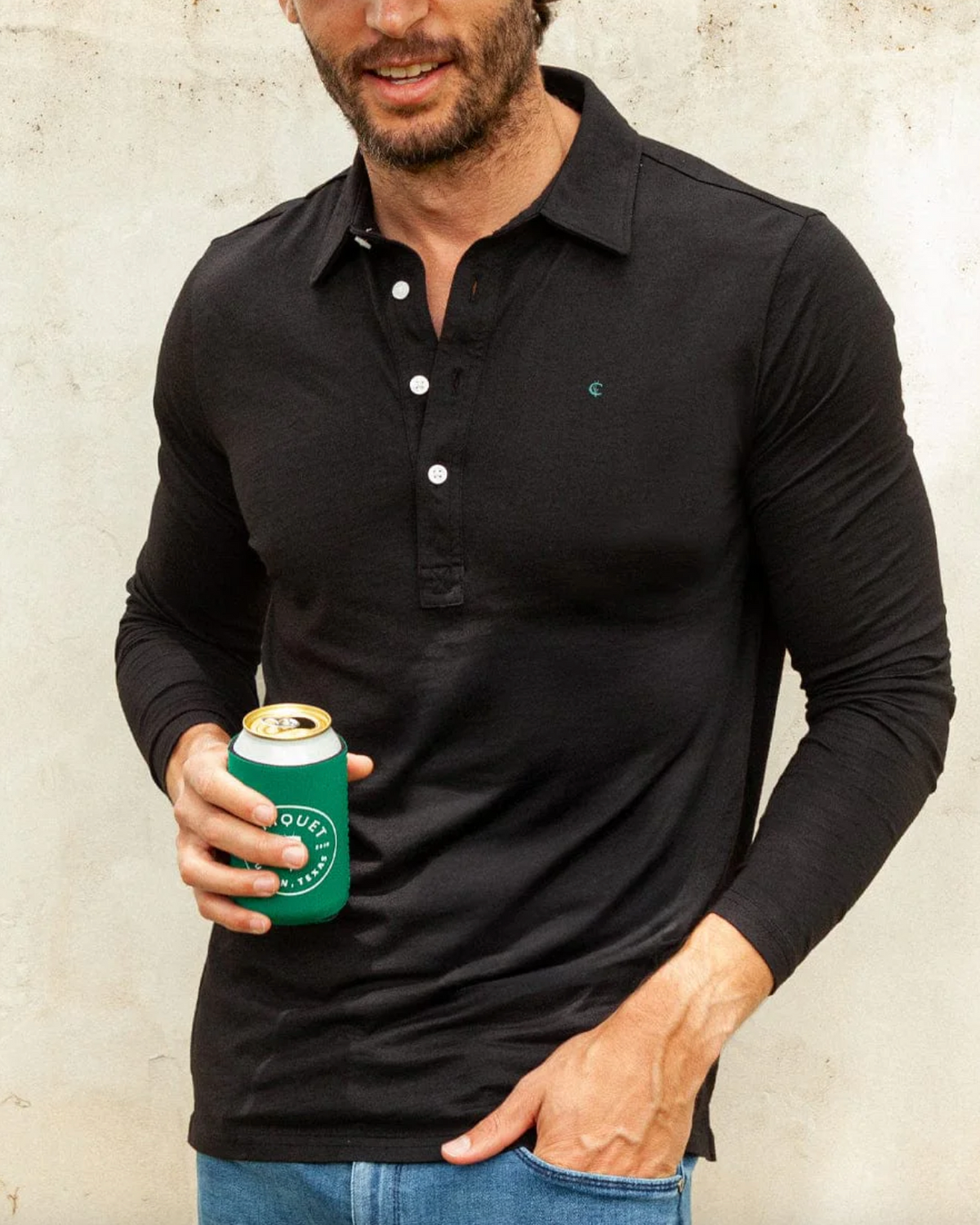 Criquet | BRRR Long Sleeve Range Polo | Black