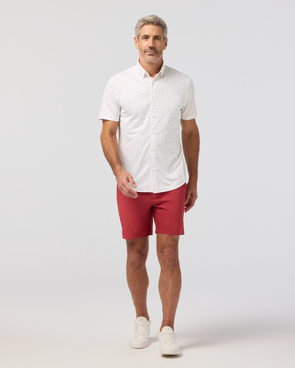 Mizzen+Main | Halyard Short Sleeve Red Scattered Dash | White