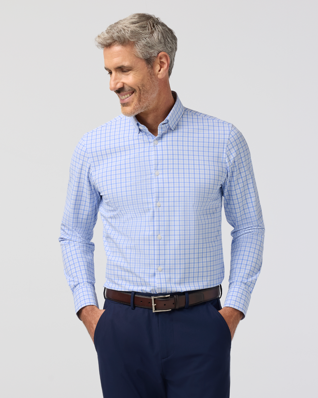 Mizzen+Main Leeward Trim Fit Button-Up Shirt in Blue