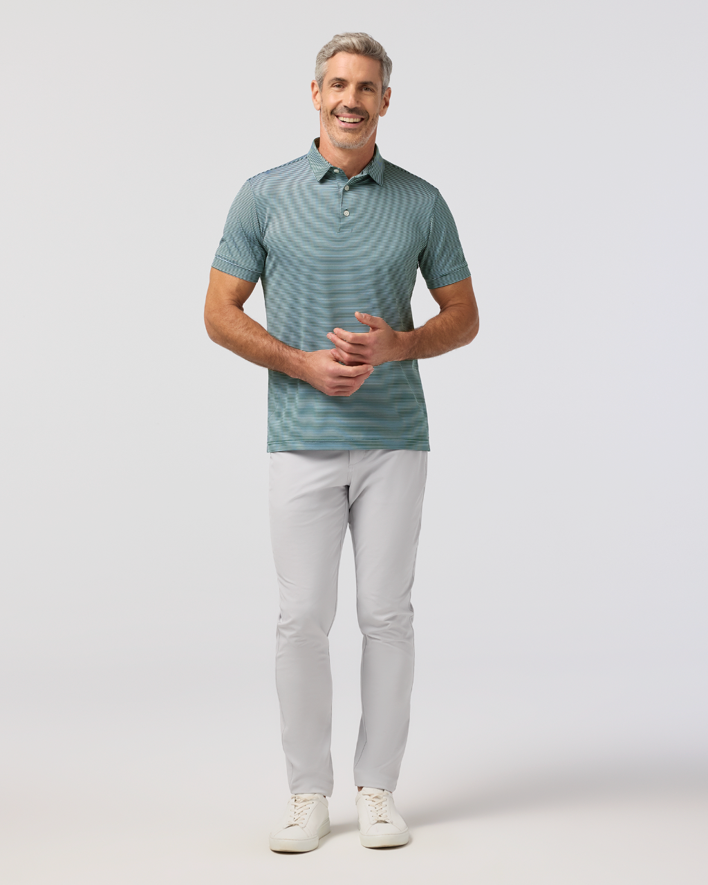 Mizzen+Main | Versa Polo Pine Balanced Stripe | Green