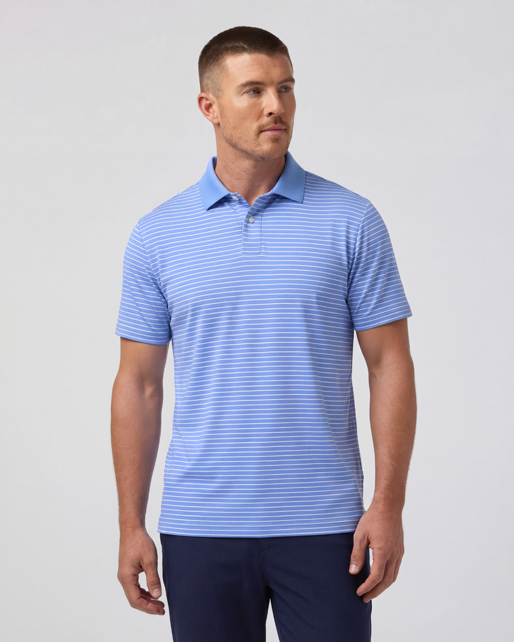 Mizzen+Main | Sawyer Polo Skyline White Stripe | Blue