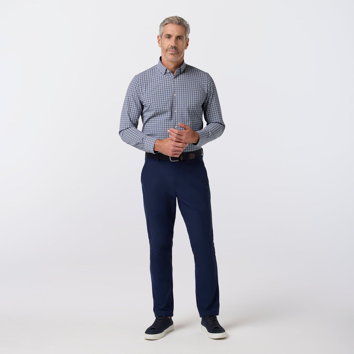 Mizzen+Main | Leeward Dress Shirt | Espresso Doug Plaid Blue | Trunk Show Special