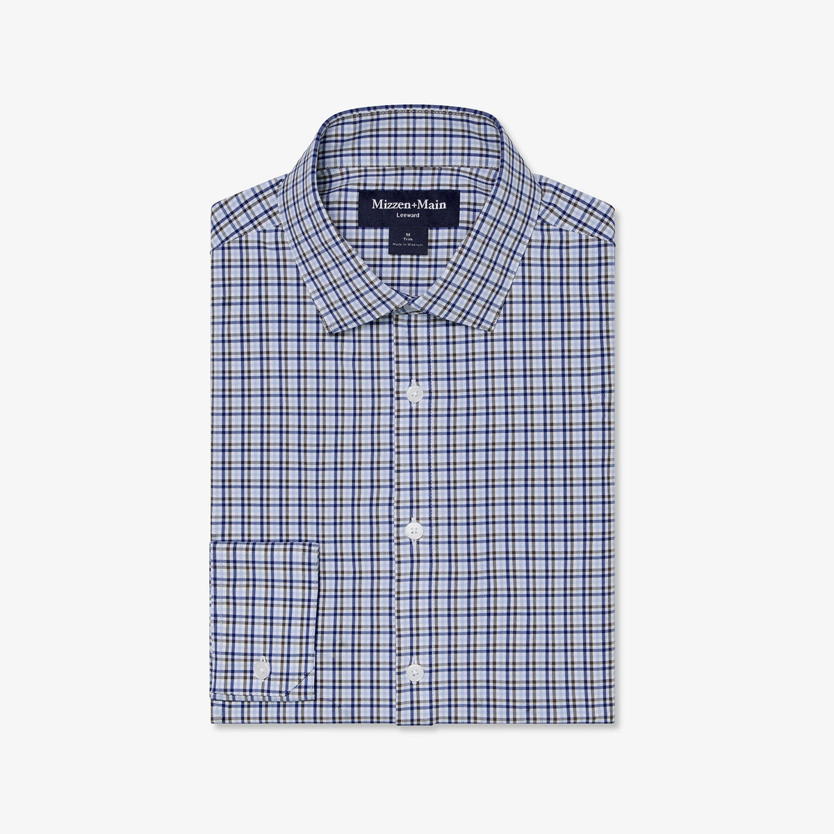 Mizzen+Main Leeward Dress Shirt in Espresso Doug Plaid Blue