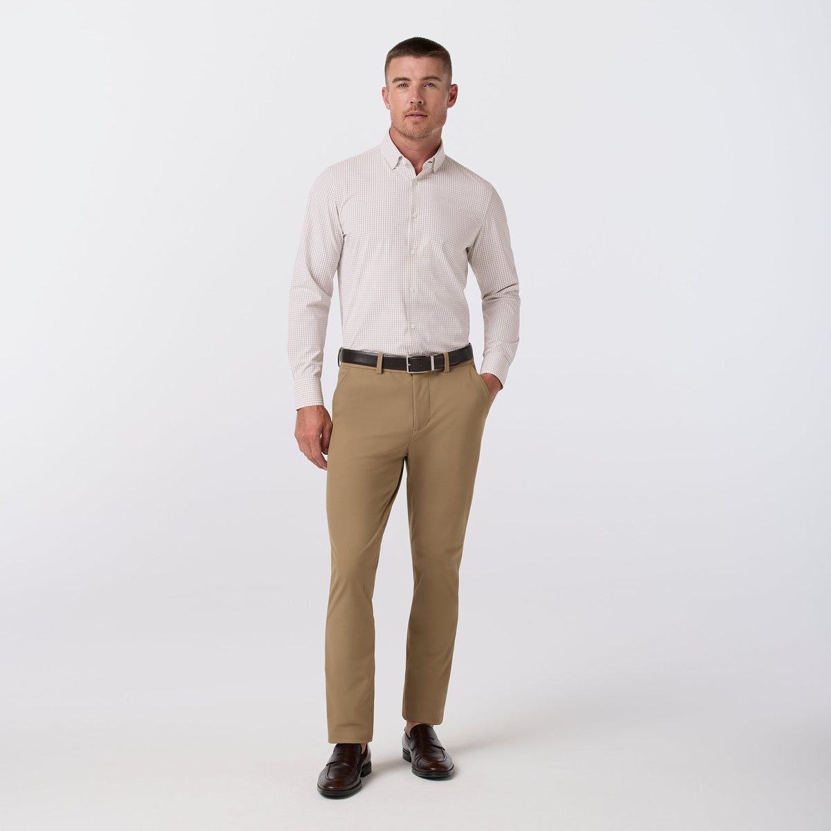 Mizzen+Main | Leeward Dress Shirt | Espresso Filbert Plaid White | Trunk Show Special