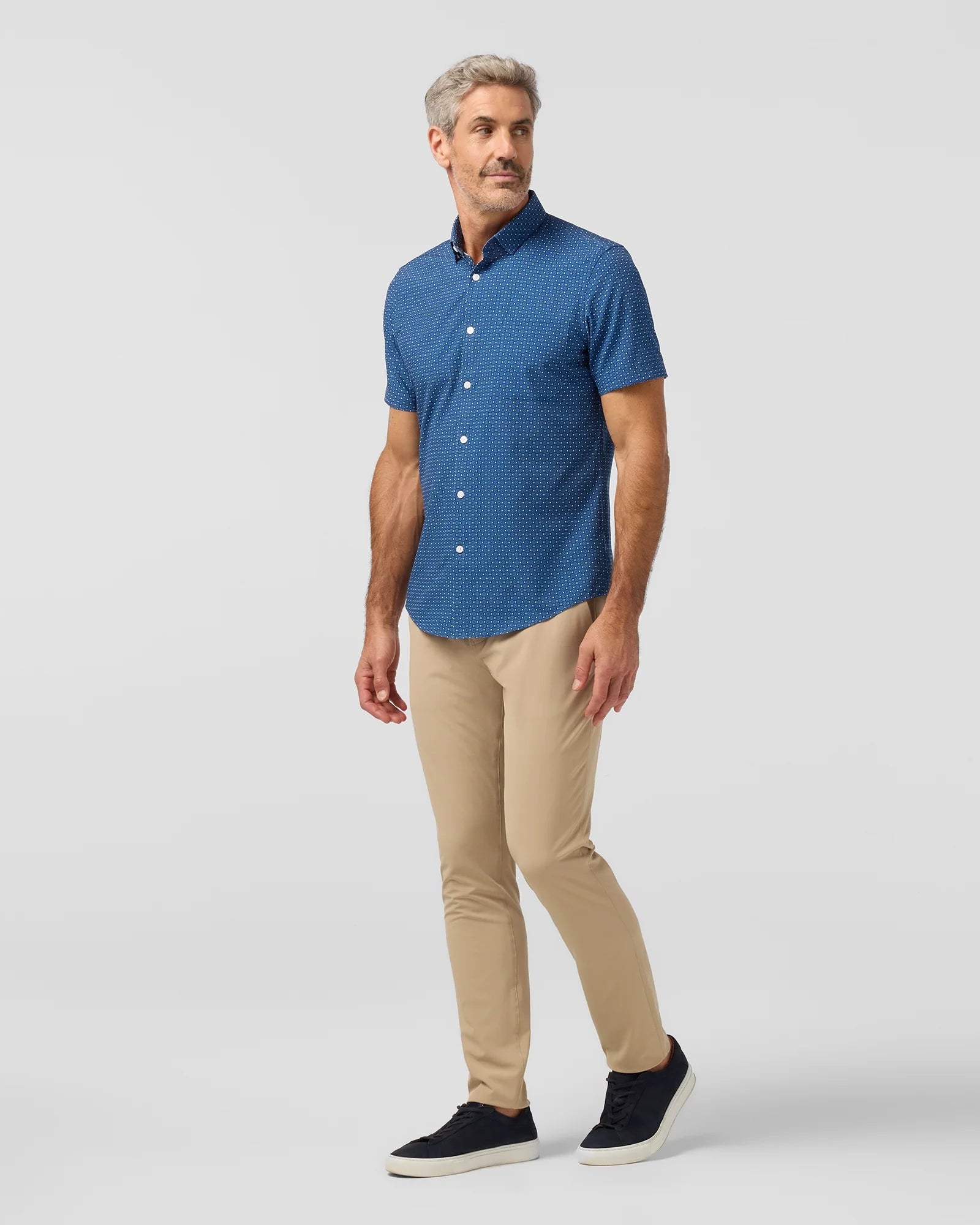 Mizzen+Main | Leeward Short Sleeve Dress Shirt Midnight Medallion | Navy | Trunk Show Special