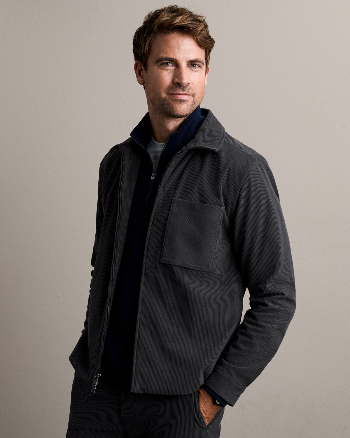 Rhone Tech Cord Jacket in Asphalt Gray