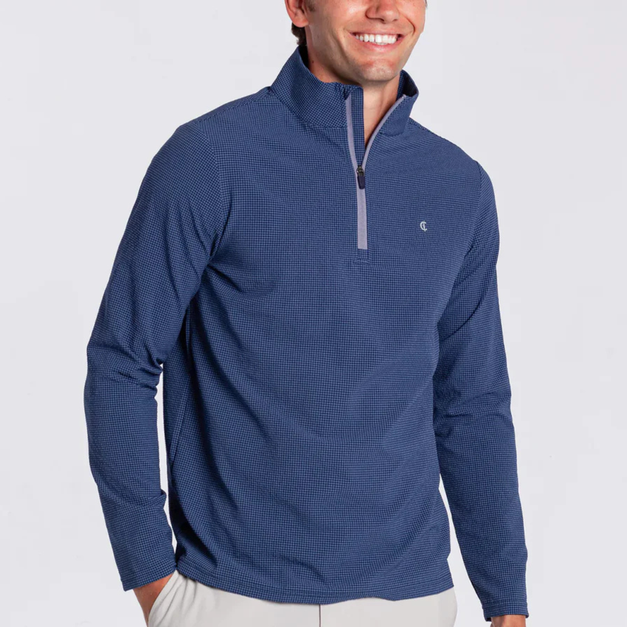 Criquet | Seersucker Performance Pullover | Navy