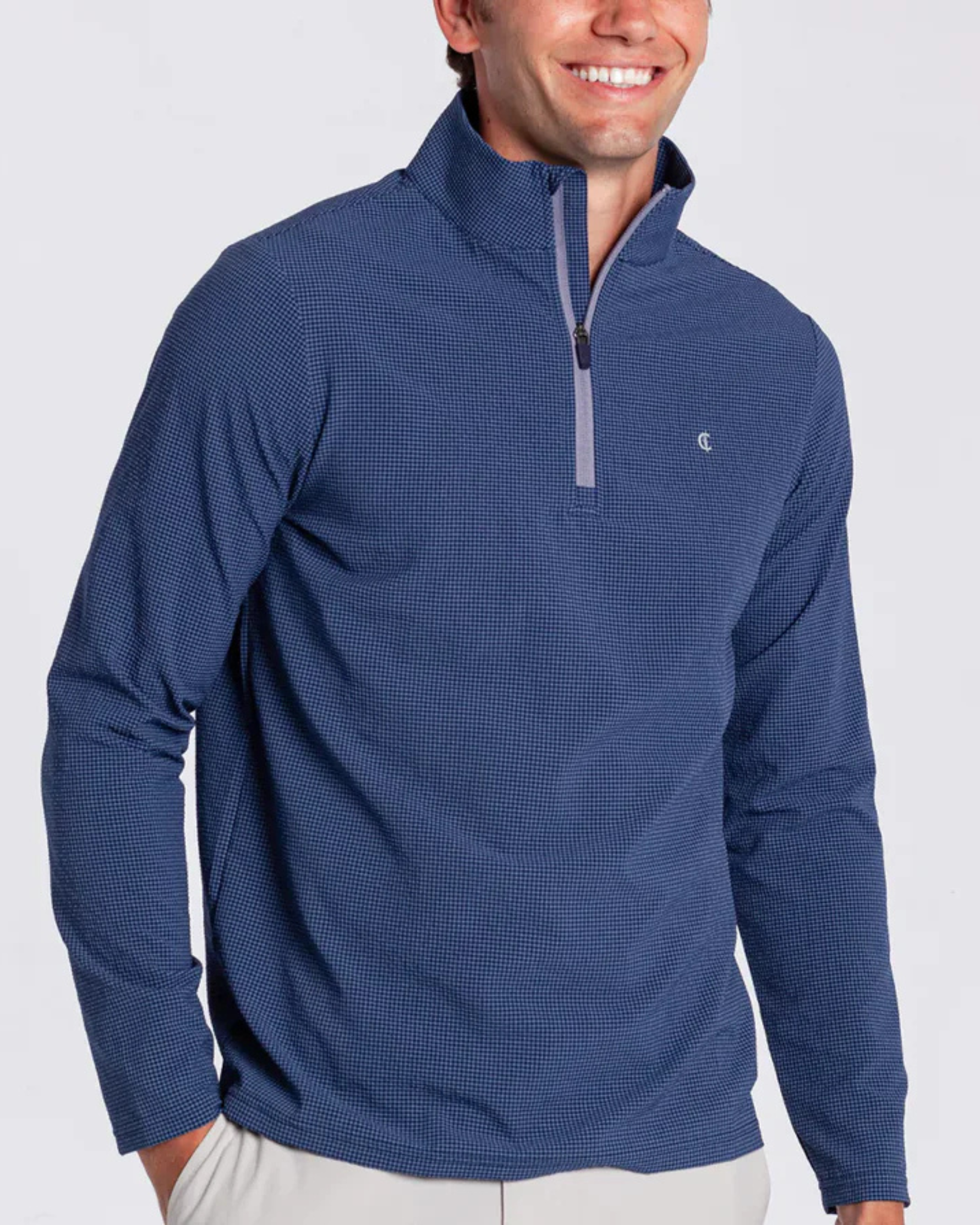 Criquet | Seersucker Performance Pullover | Navy