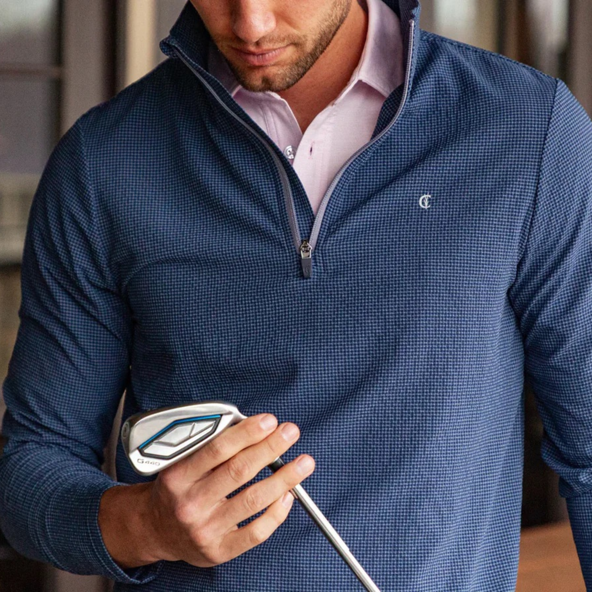 Criquet | Seersucker Performance Pullover | Navy