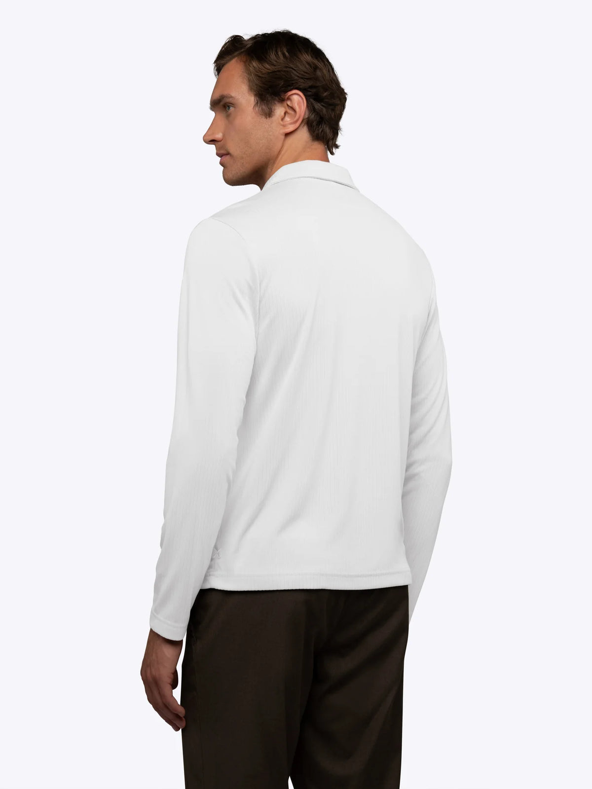 Cuts | SoHo Ribbed Long Sleeve Polo | White