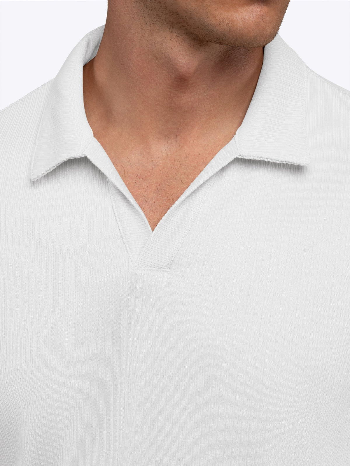 Cuts | SoHo Ribbed Long Sleeve Polo | White