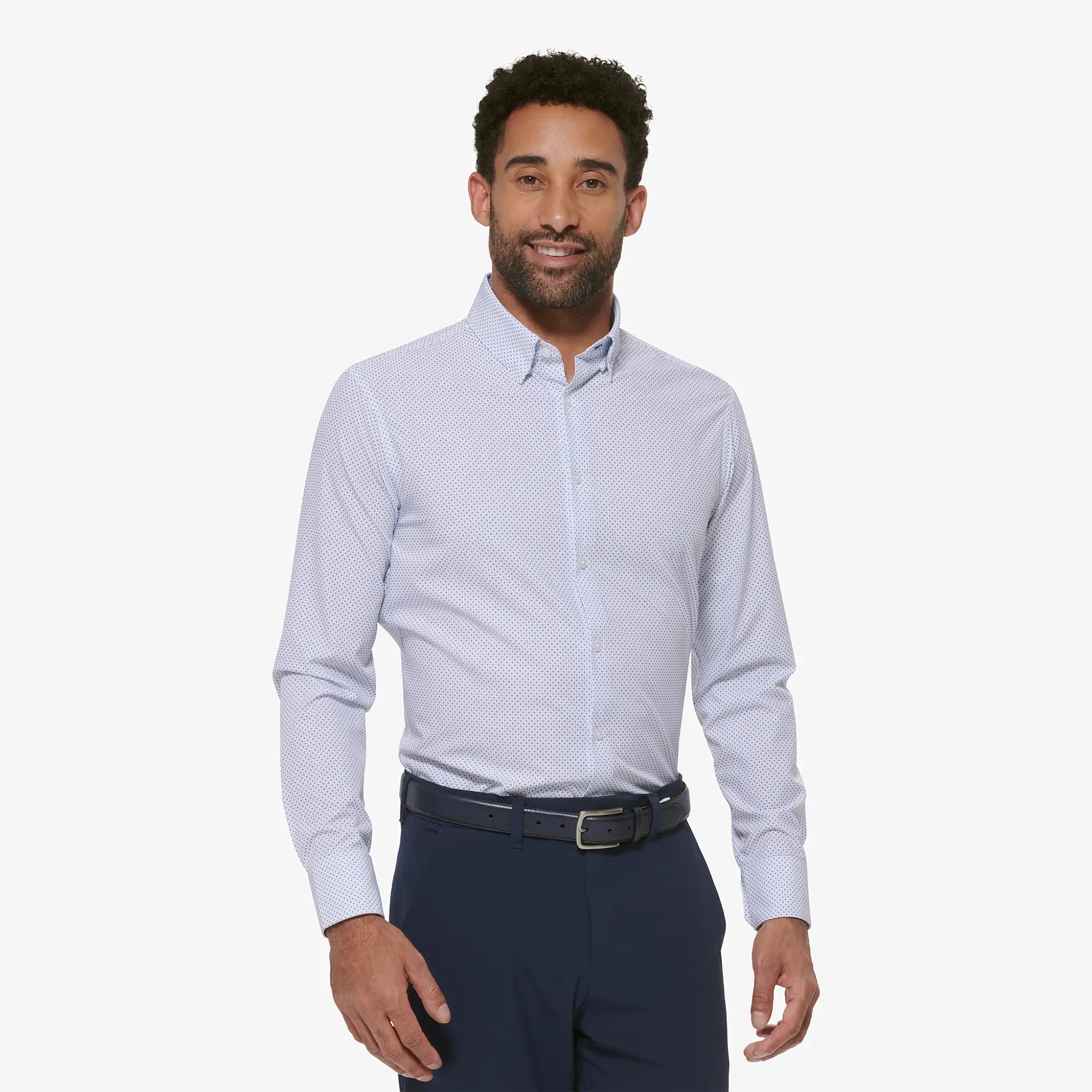 Leeward White Plus Print Dress Shirt