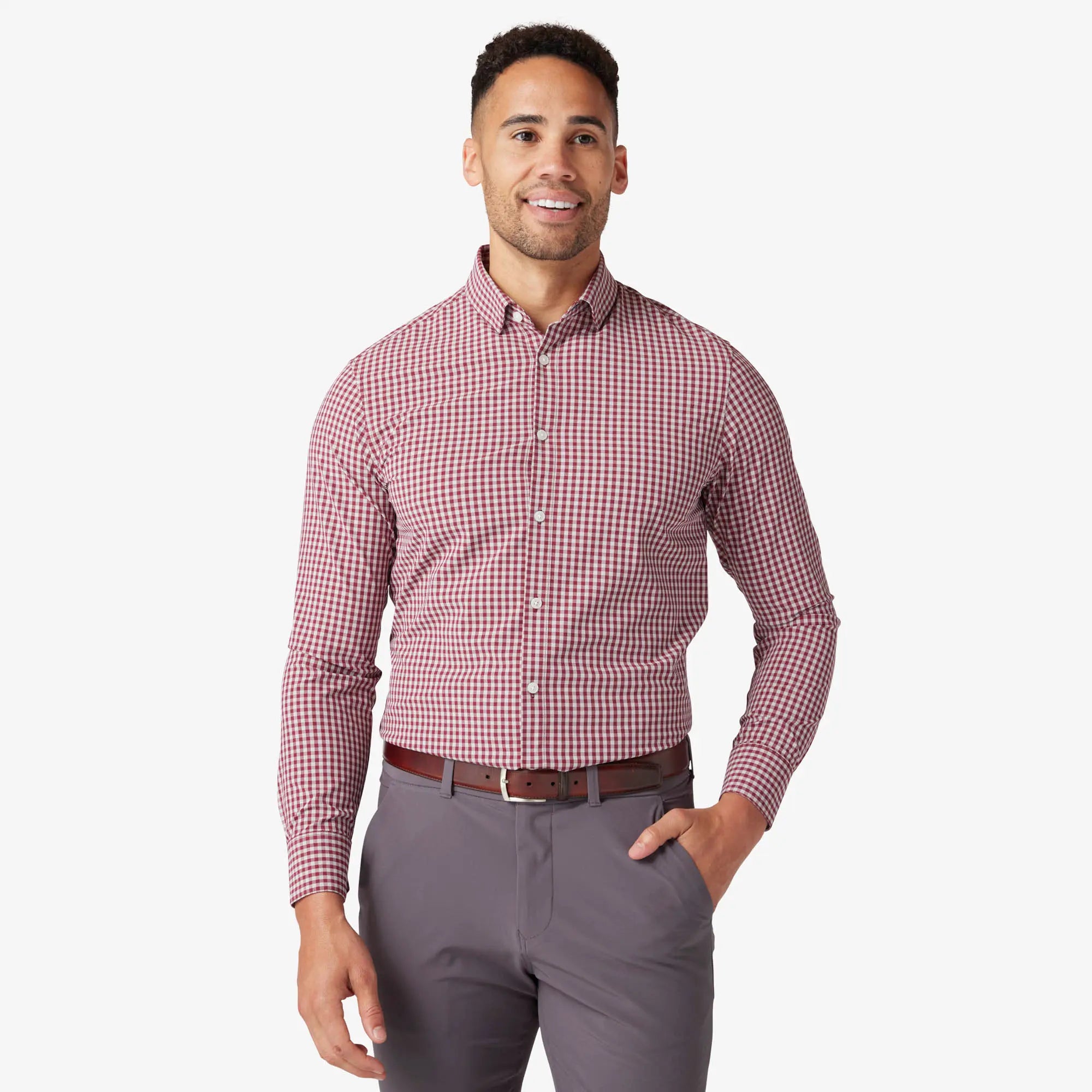 slim fit dress slacks Mizzen + Main Leeward Formal Long Sleeve Dress Shirt (Sky Pinstripe) –  HimandHerBoutique main image 1