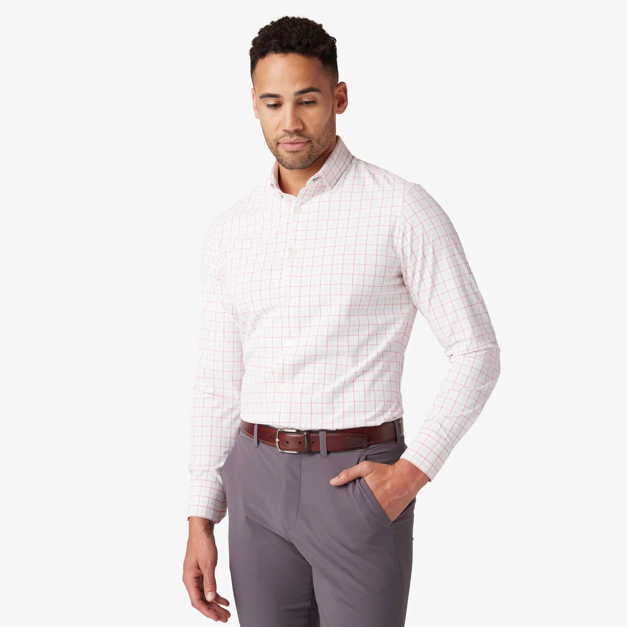 Leeward White Danbury Plaid Dress Shirt