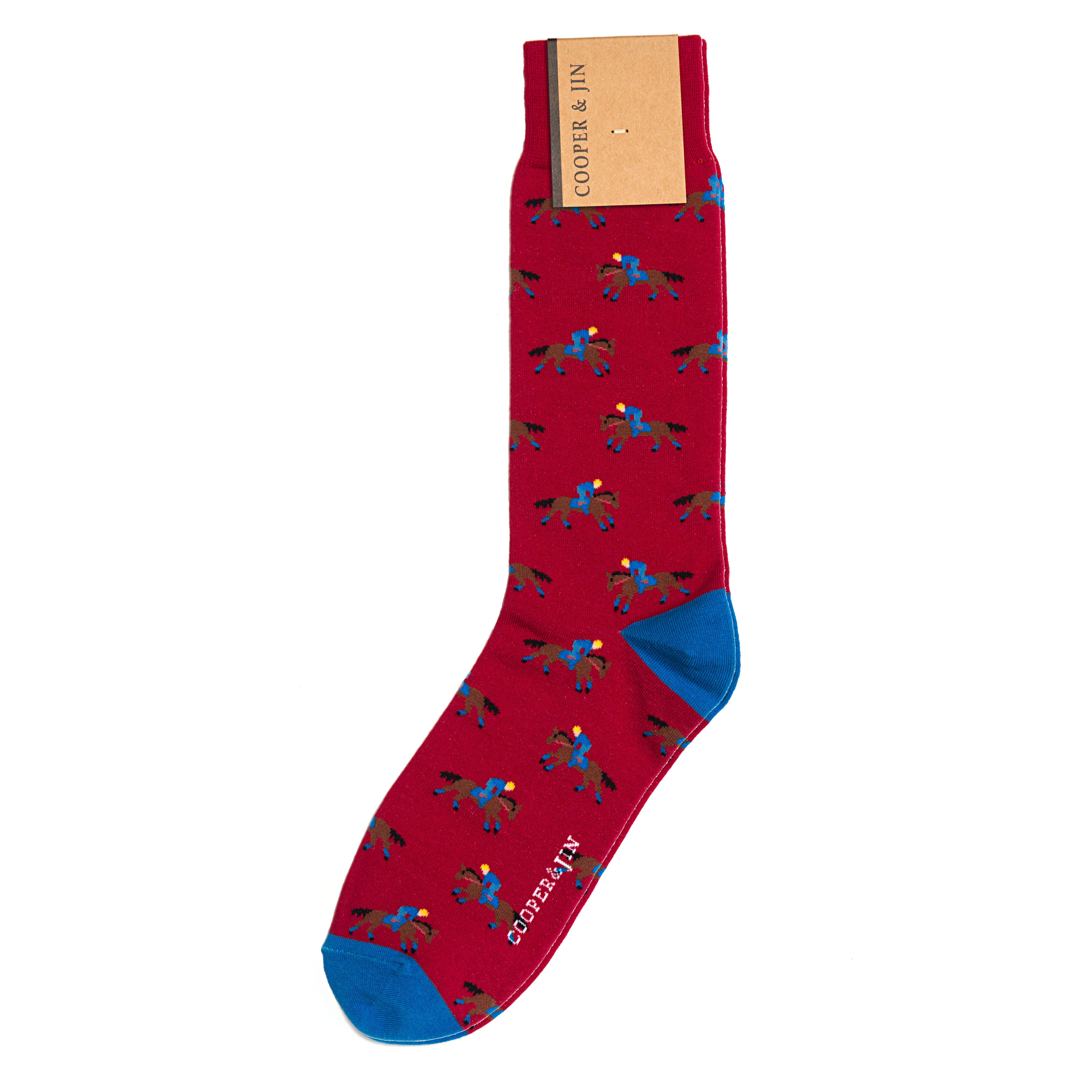 Crew Socks for Men - Midtown West Horse Racing Style: ONE SIZE